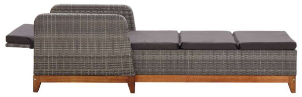 VidaXL Napozóágy - Szürke Polyrattan - 200cm