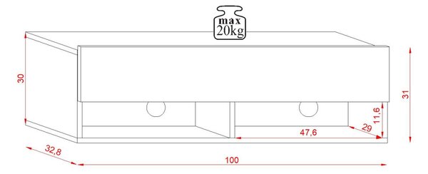 TV-szekrény 100 cm, Wotan tölgy színben DERBY