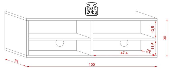 TV-szekrény 100 cm, Wotan tölgy színben DERBY