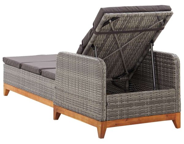 VidaXL Napozóágy - Szürke Polyrattan - 200cm