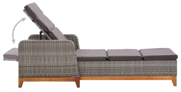 VidaXL Napozóágy - Szürke Polyrattan - 200cm