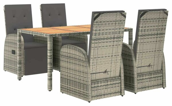 Polyrattan Kerti Étkezőgarnitúra - 5 részes - Szürke