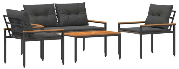 Kültéri Bútor Szett 4 pcs Sötétszürke polirattan