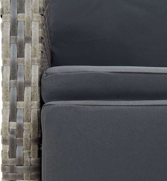 VidaXL 7 részes szürke polyrattan kerti étkezőgarnitúra párnával