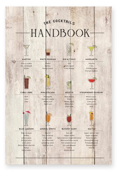Fából készült tábla 3x60 cm Cocktails Handbook - Really Nice Things
