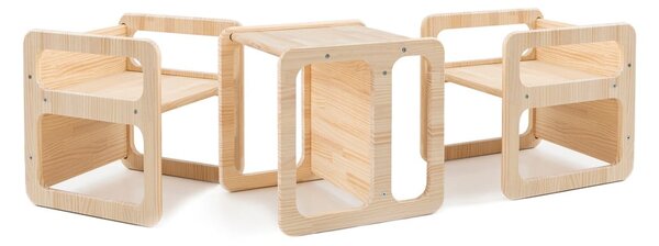 Fából készült gyermekszékek 3 darabos készletben Natural - Little Nice Things