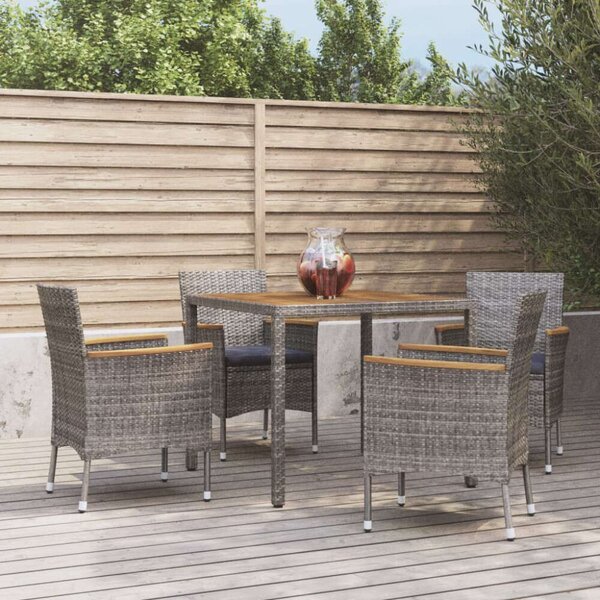 VidaXL Kerti Étkezőgarnitúra - 5 részes - Szürke Polyrattan