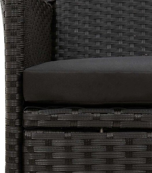 Kültéri Polyrattan Étkezőgarnitúra - 7 részes - Fekete