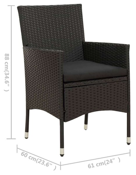 Kültéri Polyrattan Étkezőgarnitúra - 7 részes - Fekete