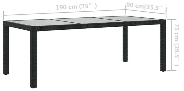 Kültéri Polyrattan Étkezőgarnitúra - 7 részes - Fekete