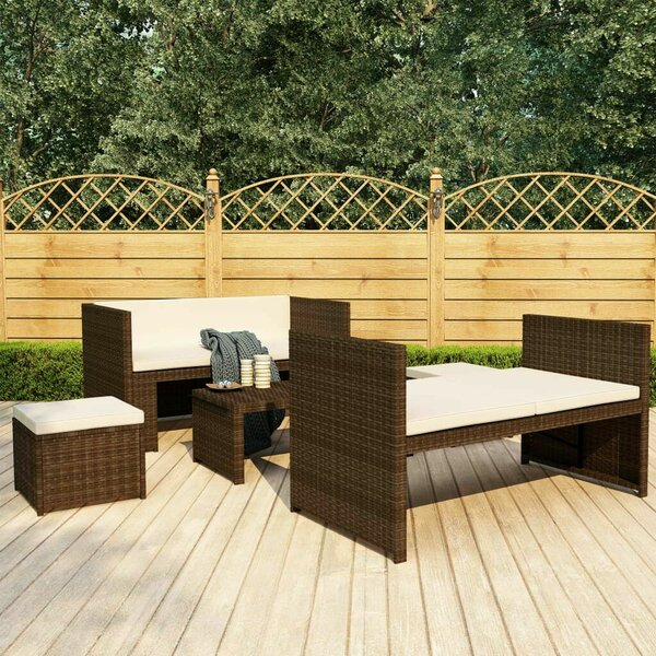 VidaXL 5 részes Kerti Ülőgarnitúra - Barna Polyrattan