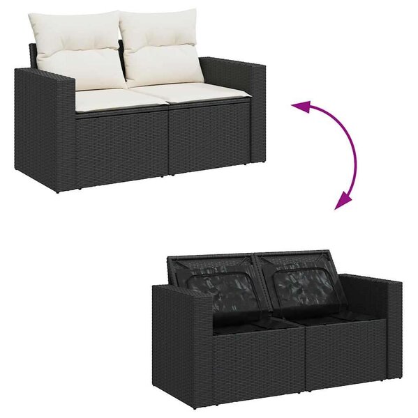 VidaXL Polyrattan Kerti Ülőgarnitúra - 7 részes - Fekete