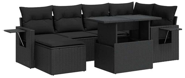 VidaXL Polyrattan Kerti Ülőgarnitúra - 7 részes - Fekete