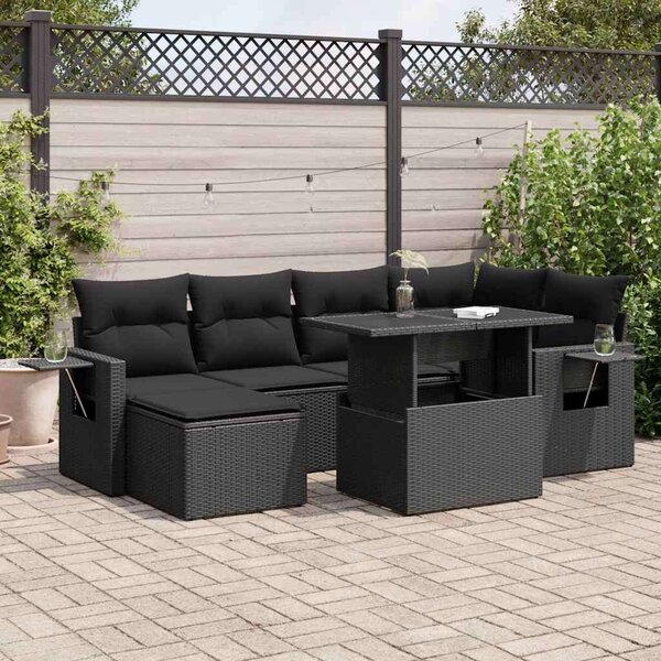 VidaXL Polyrattan Kerti Ülőgarnitúra - 7 részes - Fekete