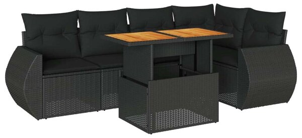 VidaXL Polyrattan Kerti Ülőgarnitúra - 6 részes - Fekete