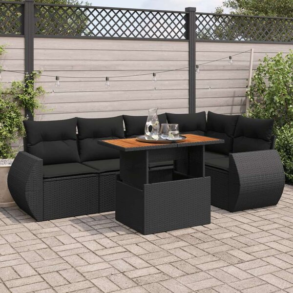 VidaXL Polyrattan Kerti Ülőgarnitúra - 6 részes - Fekete