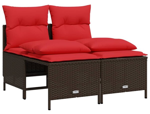 4 db barna polyrattan kerti kanapégarnitúra párnákkal