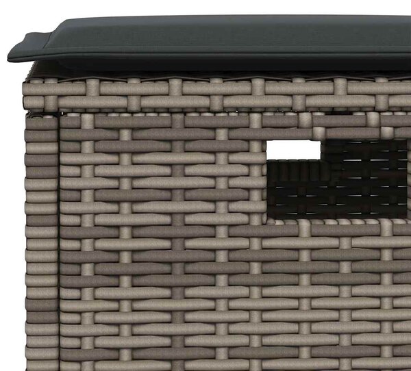 5 db szürke polyrattan kerti étkezőgarnitúra párnákkal