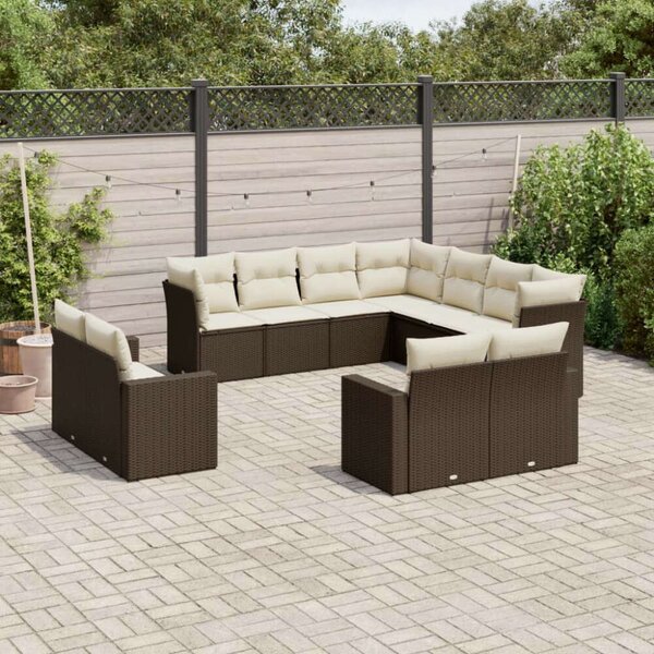 VidaXL Polyrattan Kerti Ülőgarnitúra - Barna - 11 részes