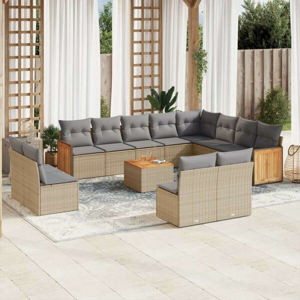 VidaXL Polyrattan Kerti Ülőgarnitúra - 13 részes - Bézs