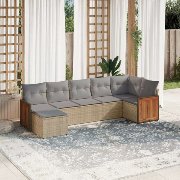 VidaXL Polyrattan Kerti Ülőgarnitúra - 7 részes - Bézs