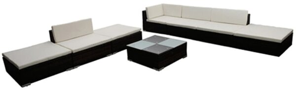 8 részes barna polyrattan kerti ülőgarnitúra párnákkal