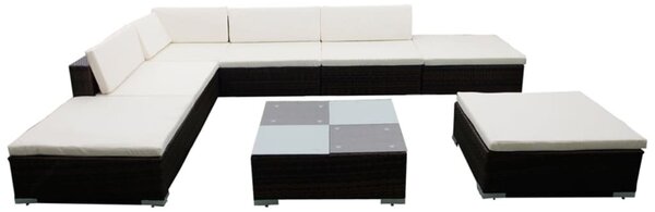 8 részes barna polyrattan kerti ülőgarnitúra párnákkal