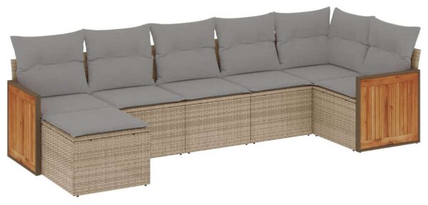 VidaXL Polyrattan Kerti Ülőgarnitúra - 7 részes - Bézs