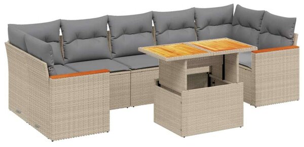 VidaXL Polyrattan Kerti Ülőgarnitúra - 8 részes - Bézs