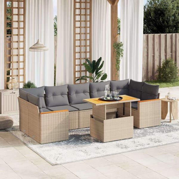 VidaXL Polyrattan Kerti Ülőgarnitúra - 8 részes - Bézs