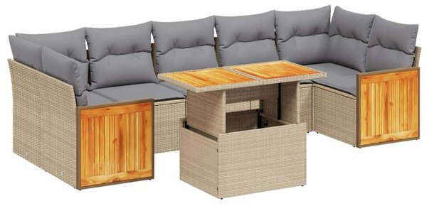 VidaXL Polyrattan Kerti Ülőgarnitúra - 8 részes - Bézs