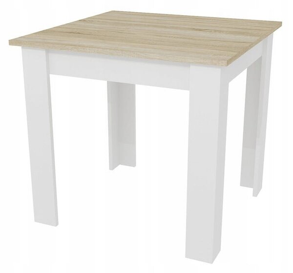 Szett: fehér-sonoma négyzet asztal 80×80 cm + 4 db MARK szék fekete/natúr láb