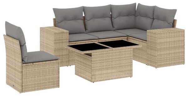 Polyrattan Kerti Ülőgarnitúra - 6 részes - Bézs