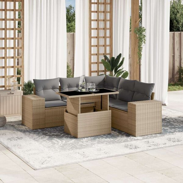 VidaXL Polyrattan Kerti Ülőgarnitúra - 6 részes - Bézs