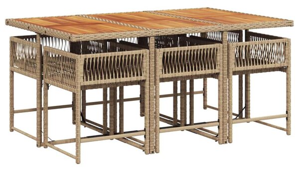 VidaXL Polyrattan Kerti Étkezőgarnitúra - 7 részes, Bézs