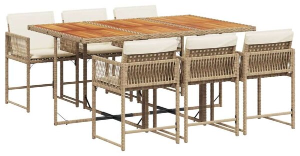 VidaXL Polyrattan Kerti Étkezőgarnitúra - 7 részes, Bézs