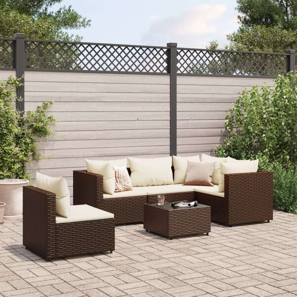 VidaXL Polyrattan Kerti Ülőgarnitúra - 6 részes - Barna