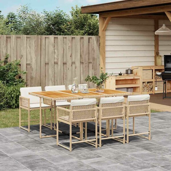 VidaXL Polyrattan Kerti Étkezőgarnitúra - 7 részes, Bézs