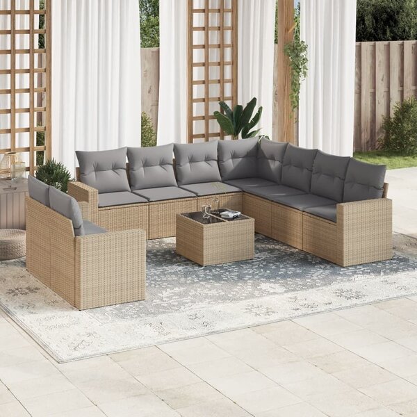 VidaXL Polyrattan Kerti Ülőgarnitúra - 10 részes - Bézs