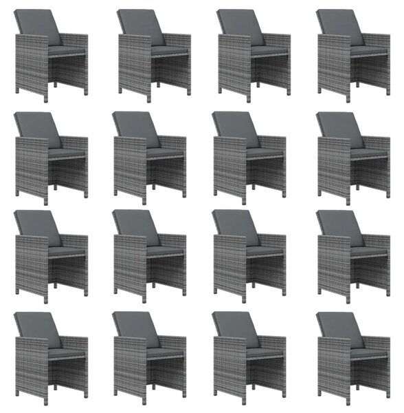 21 részes szürke polyrattan kerti étkezőgarnitúra párnákkal