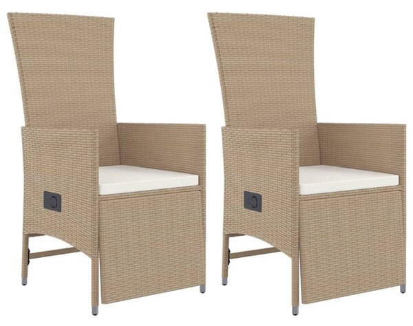 VidaXL 3 részes bézs polyrattan kerti étkezőgarnitúra párnákkal