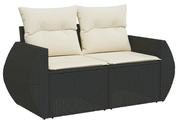 VidaXL 5 részes fekete polyrattan kerti kanapészett párnákkal