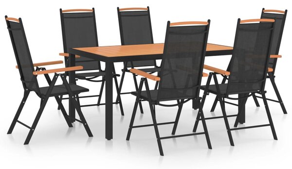 7 részes fekete alumínium kerti étkezőgarnitúra