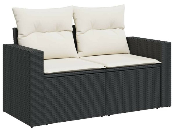 VidaXL 5 részes fekete polyrattan kerti kanapészett párnákkal