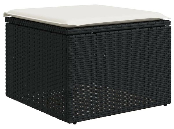 VidaXL 5 részes fekete polyrattan kerti kanapészett párnákkal