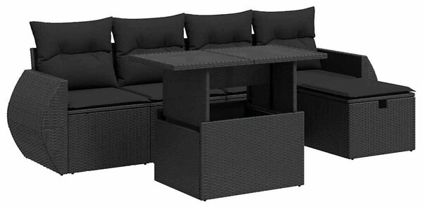 VidaXL Polyrattan Kerti Ülőgarnitúra - 6 részes - Fekete