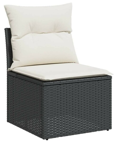 VidaXL 5 részes fekete polyrattan kerti kanapészett párnákkal