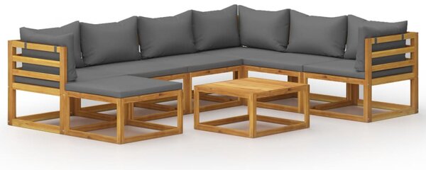 8 részes tömör akácfa kerti ülőgarnitúra párnával