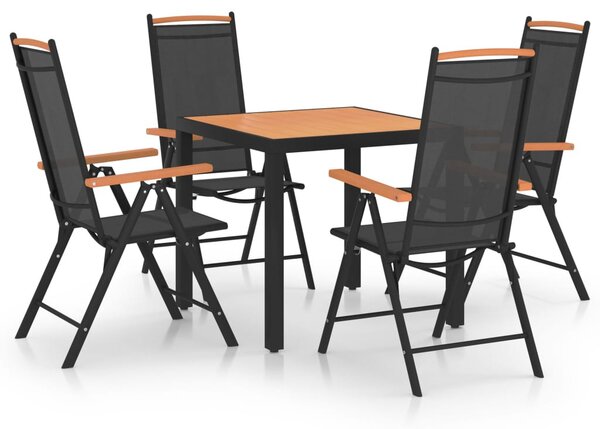 5 részes fekete alumínium kerti étkezőgarnitúra