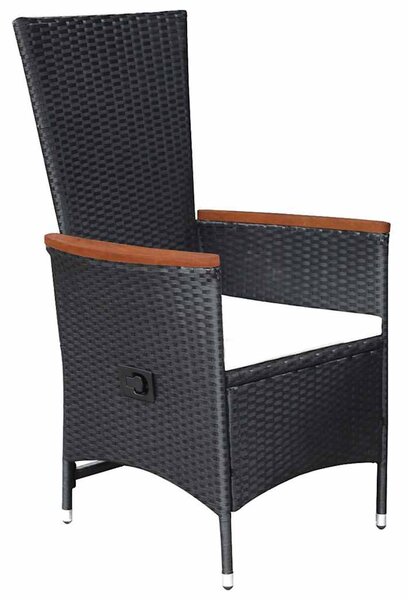 7 részes fekete polyrattan kerti étkezőgarnitúra